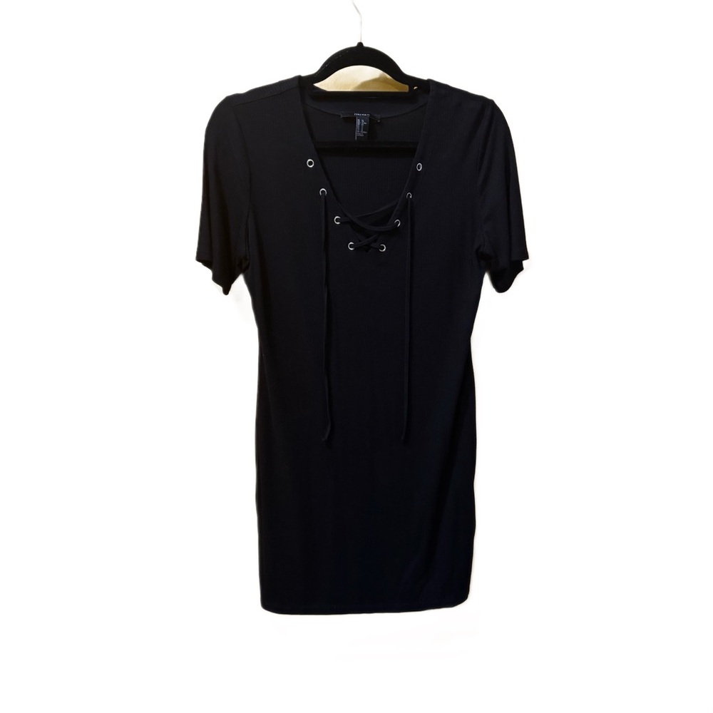 Black Lace-Up Women's Top